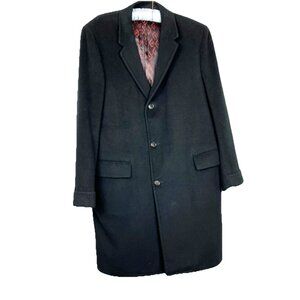 44 Summit Mens Pure Mongolian Cashmere Top Coat Overcoat Black